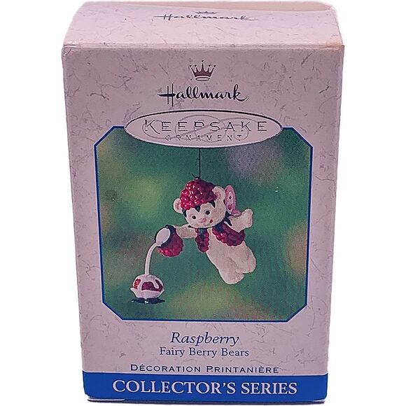 2001 Hallmark Keepsake Raspberry Fairy Berry Bears Collector's Ornament in Box - Picture 2 of 6